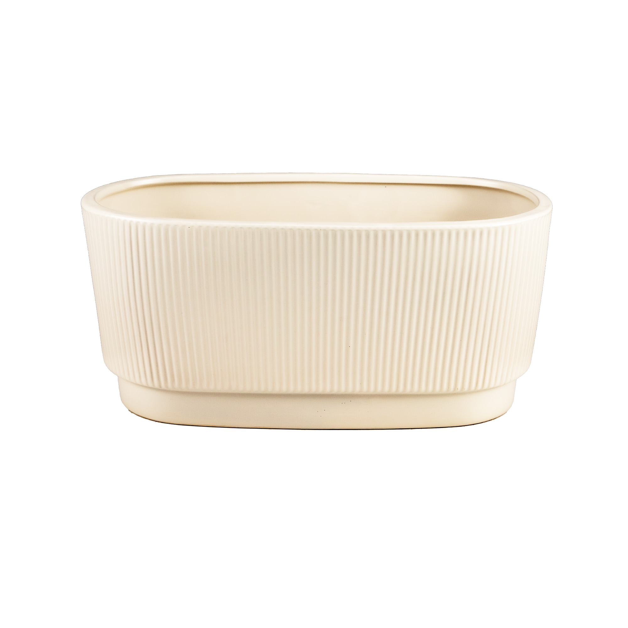 Ceramic flower pot Cream Base oval